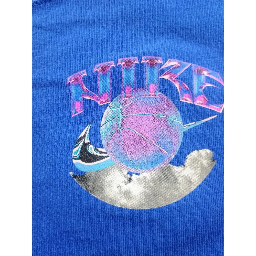 Nike Kids Basketball No Fly Zone Graphic‎ Tee Blue Small Loose Fit Short Sleeve